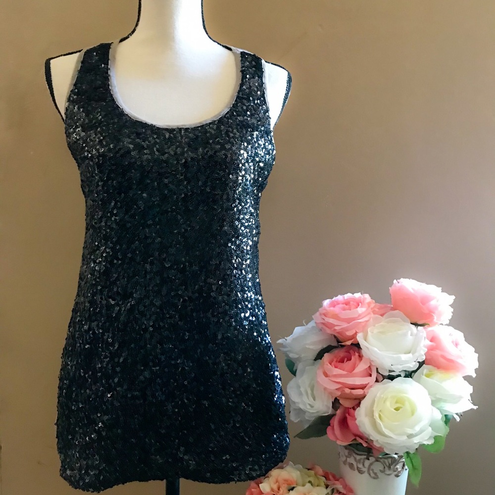 Fun black sequin INC top.